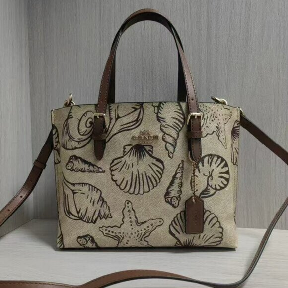 NWT Coach Mollie Tote Bag 25 In Signature Canvas With Shell  NWT Coach Mollie Tote Bag 25 In Signature Canvas With Shell Print CBH63